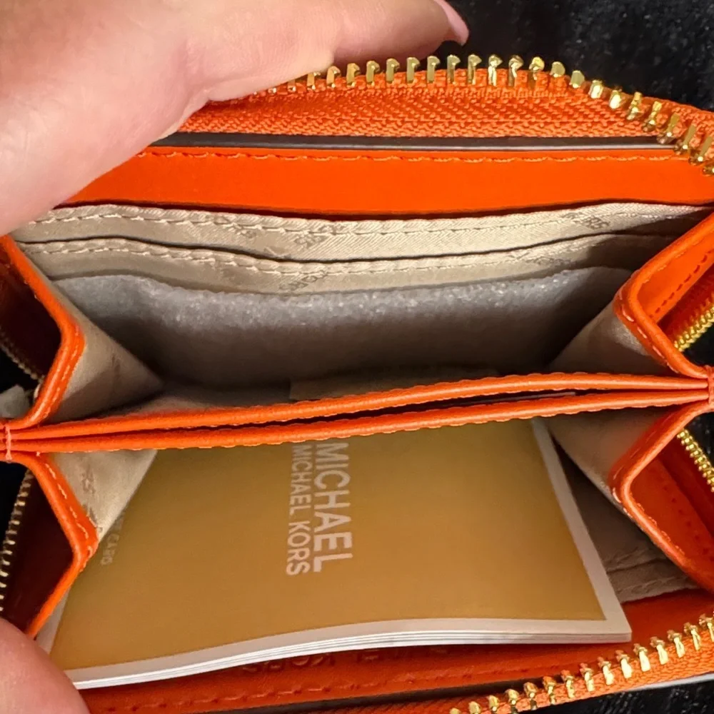 Michael Kors Orange and Navy Card Holder Travel Wallet